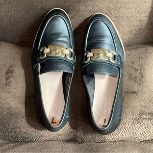 Kate Spade Navy Loafers with Gold Detail